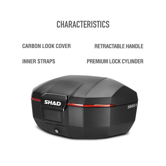 Top Case SHAD SH51 Carbone