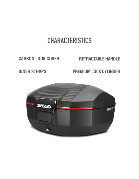 Top Case SHAD SH51 Carbone
