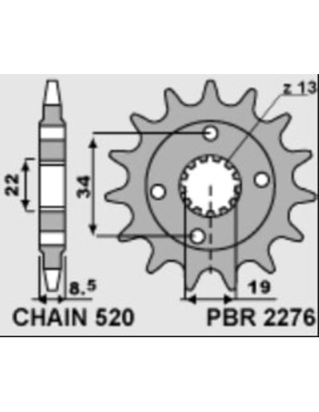 Pignon sortie boîte PBR pas 520 KTM
