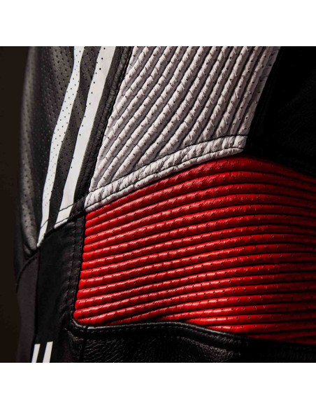 Combinaison moto cuir RST Race Dept V4.2 D3O Airbag - Noir Rouge Blanc