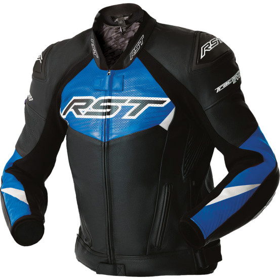 Blouson moto cuir RST TracTech Evo D3O - Noir Bleu