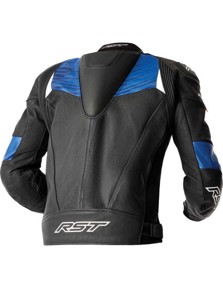 Blouson moto cuir RST TracTech Evo D3O - Noir Bleu