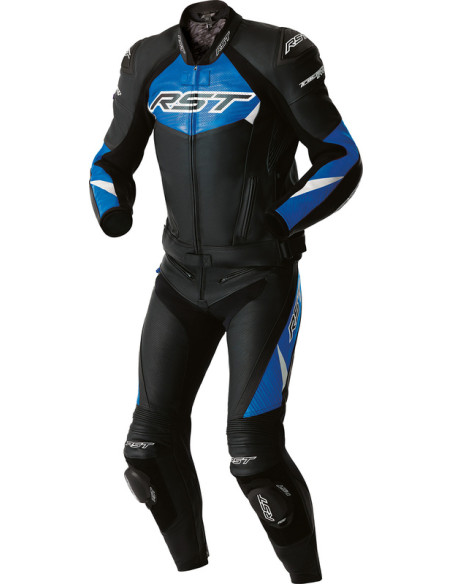 Blouson moto cuir RST TracTech Evo D3O - Noir Bleu