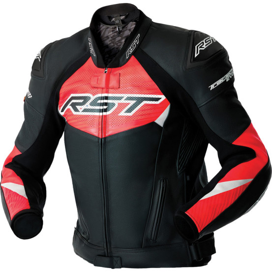 Blouson moto cuir RST TracTech Evo D3O - Noir Rouge