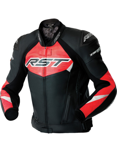 Blouson moto cuir RST TracTech Evo D3O - Noir Rouge