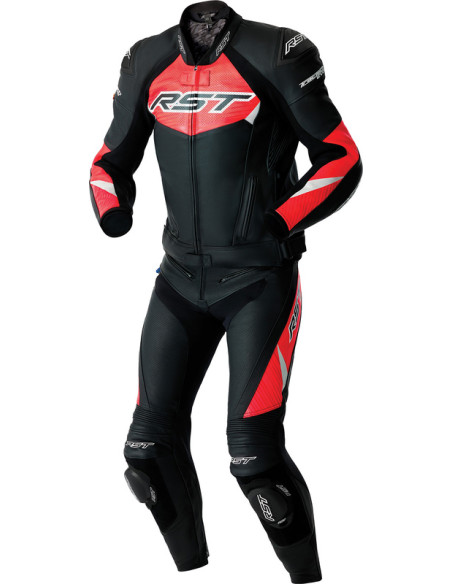 Blouson moto cuir RST TracTech Evo D3O - Noir Rouge