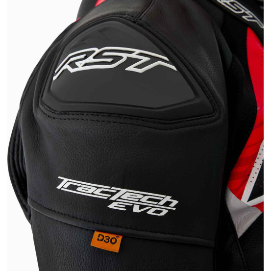 Blouson moto cuir RST TracTech Evo D3O - Noir Rouge