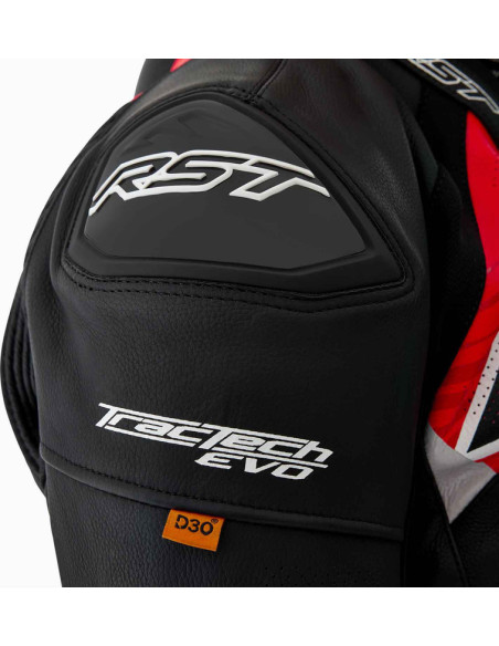 Blouson moto cuir RST TracTech Evo D3O - Noir Rouge