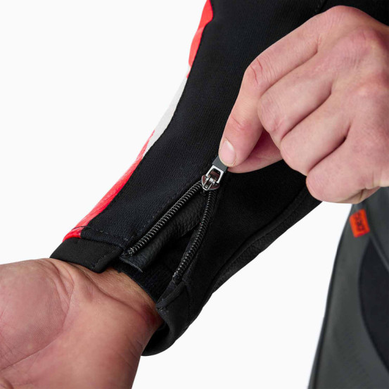 Blouson moto cuir RST TracTech Evo D3O - Noir Rouge