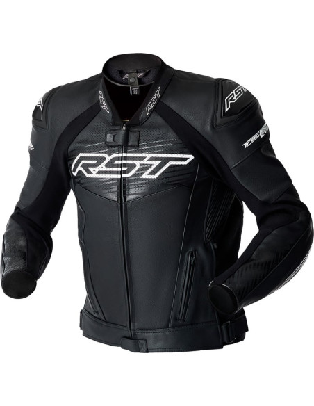 Blouson moto cuir RST TracTech Evo D3O - Noir Blanc