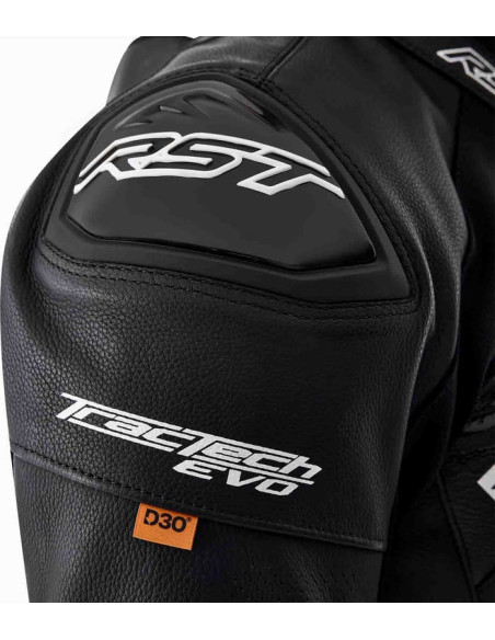 Blouson moto cuir RST TracTech Evo D3O - Noir Blanc