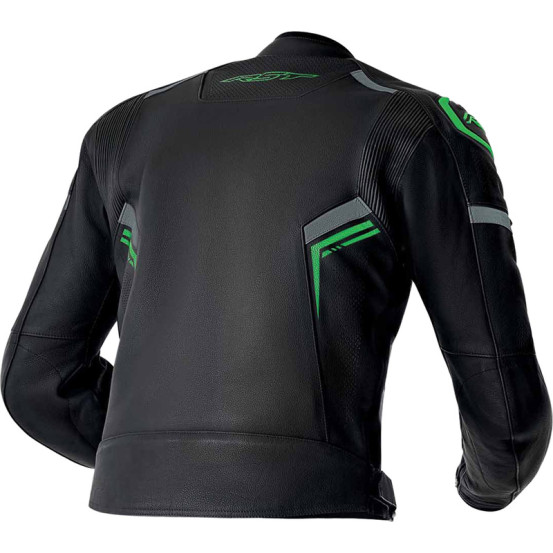 Blouson moto cuir RST S1 D3O - Noir Vert fluo
