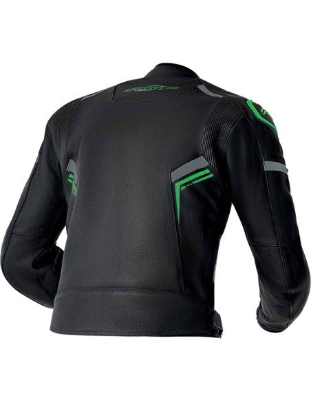 Blouson moto cuir RST S1 D3O - Noir Vert fluo