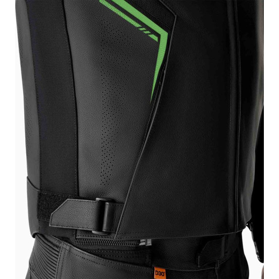 Blouson moto cuir RST S1 D3O - Noir Vert fluo