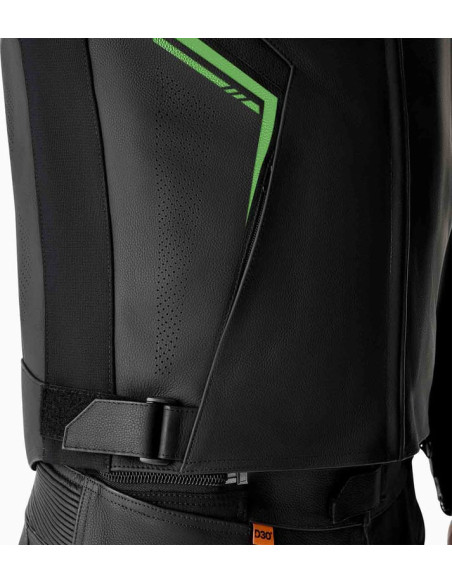 Blouson moto cuir RST S1 D3O - Noir Vert fluo