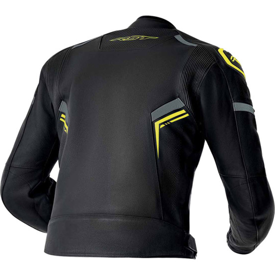 Blouson moto cuir RST S1 D3O - Noir Jaune fluo
