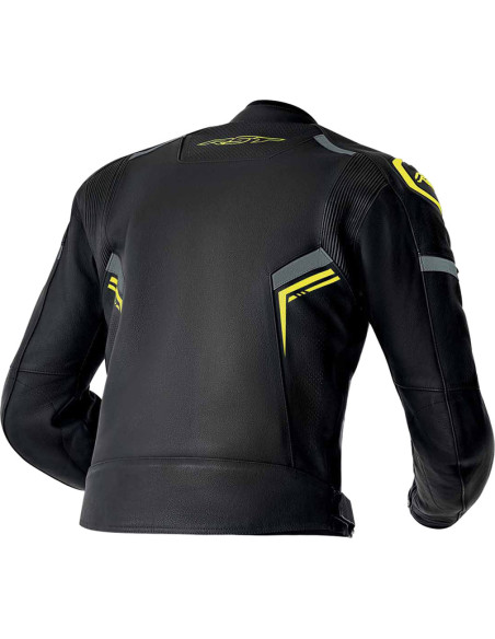 Blouson moto cuir RST S1 D3O - Noir Jaune fluo