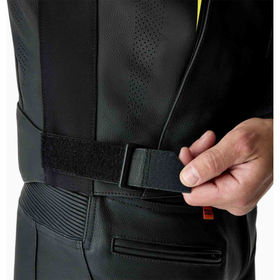 Blouson moto cuir RST S1 D3O - Noir Jaune fluo