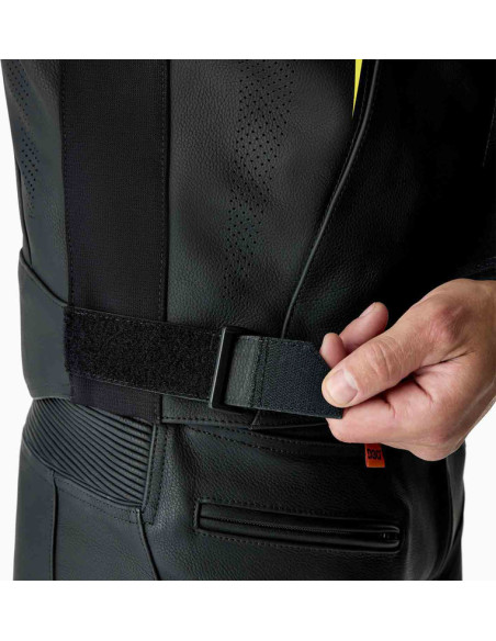 Blouson moto cuir RST S1 D3O - Noir Jaune fluo