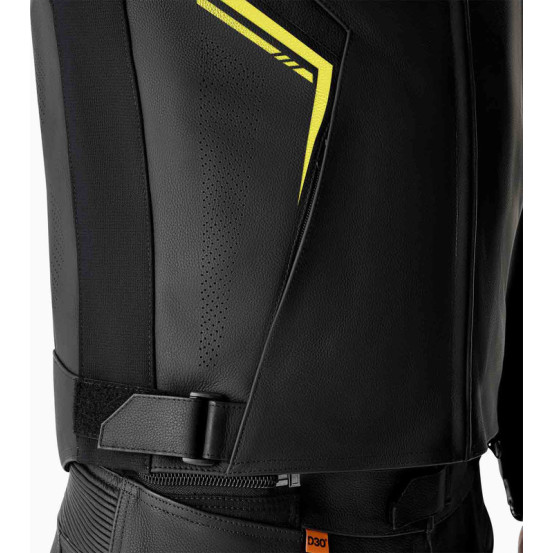 Blouson moto cuir RST S1 D3O - Noir Jaune fluo