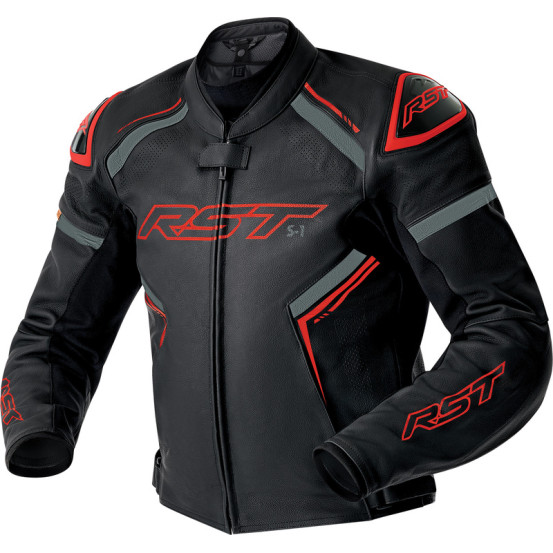 Blouson moto cuir RST S1 D3O - Noir Rouge
