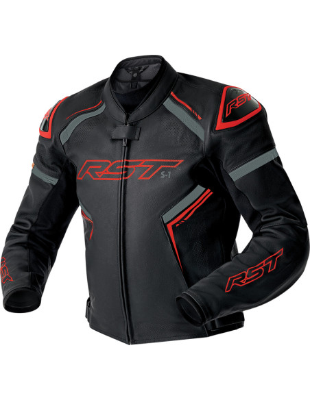 Blouson moto cuir RST S1 D3O - Noir Rouge