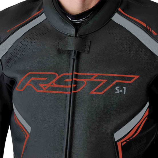 Blouson moto cuir RST S1 D3O - Noir Rouge