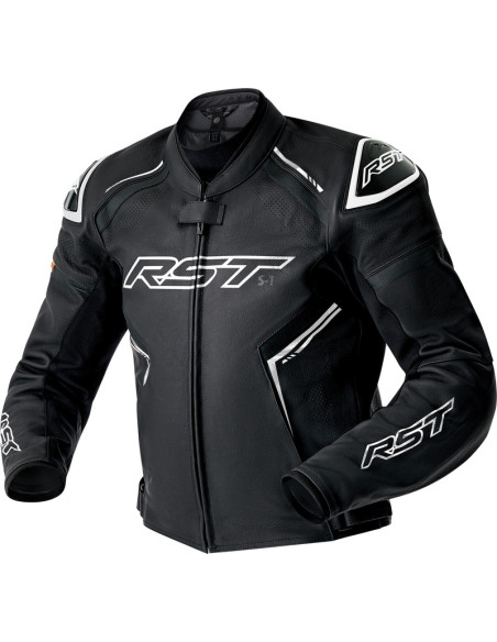 Blouson moto cuir RST S1 D3O - Noir Blanc