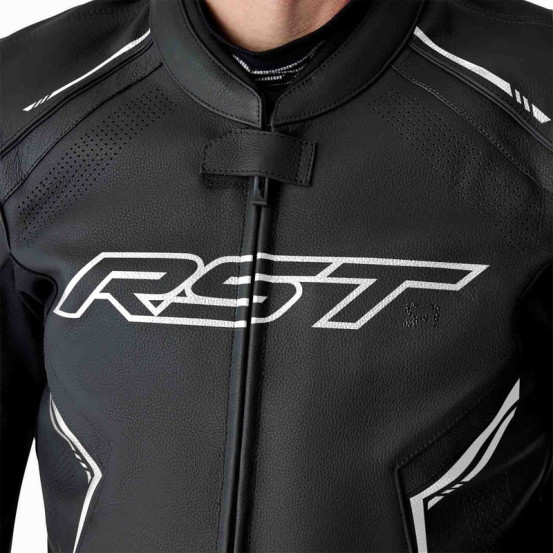 Blouson moto cuir RST S1 D3O - Noir Blanc
