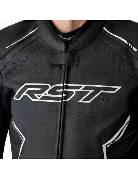 Blouson moto cuir RST S1 D3O - Noir Blanc
