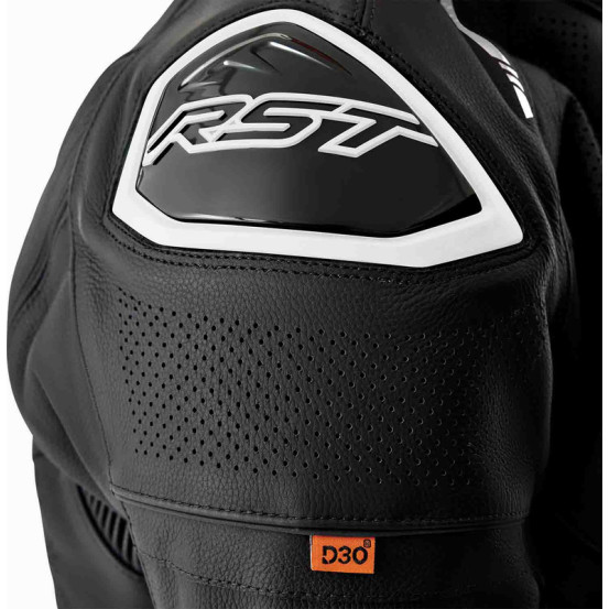 Blouson moto cuir RST S1 D3O - Noir Blanc