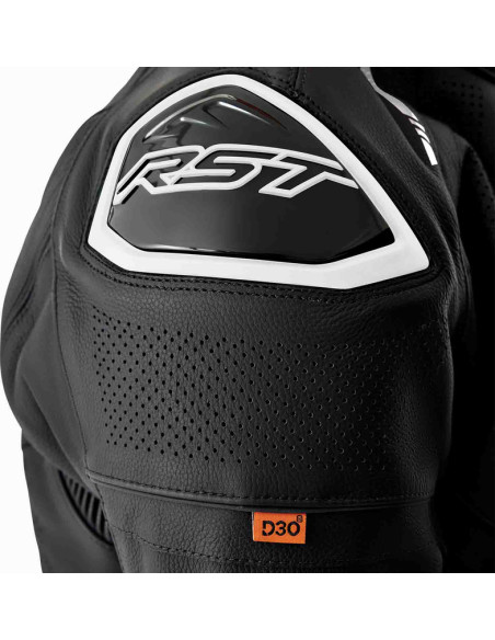 Blouson moto cuir RST S1 D3O - Noir Blanc