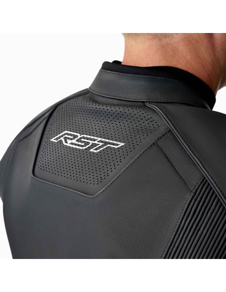 Blouson moto cuir RST S1 D3O - Noir Blanc