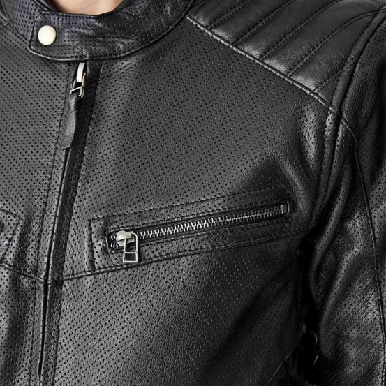 Blouson moto cuir RST Roadster Air D3O - Noir