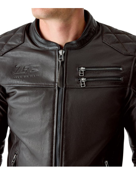 Blouson moto cuir RST Hillberry D3O - Brun