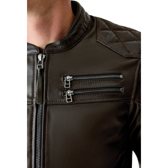 Blouson moto cuir RST Hillberry D3O - Brun