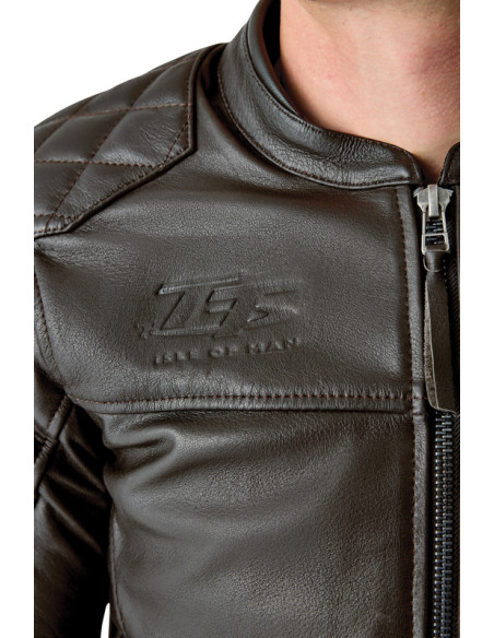 Blouson moto cuir RST Hillberry D3O - Brun