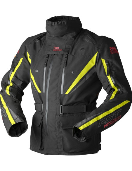 Veste moto textile RST Pro Series Paragon D3O - Noir Jaune fluo