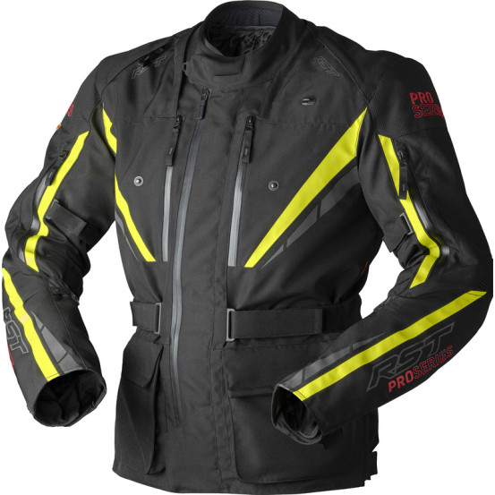 Veste moto textile RST Pro Series Paragon D3O - Noir Jaune fluo