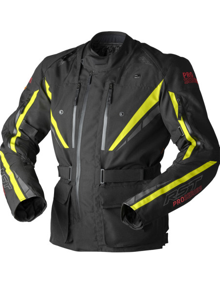 Veste moto textile RST Pro Series Paragon D3O - Noir Jaune fluo