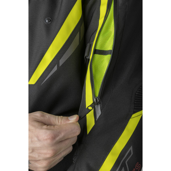 Veste moto textile RST Pro Series Paragon D3O - Noir Jaune fluo