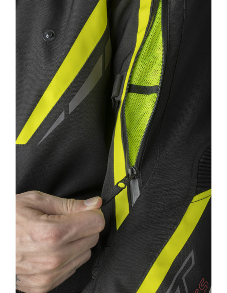Veste moto textile RST Pro Series Paragon D3O - Noir Jaune fluo