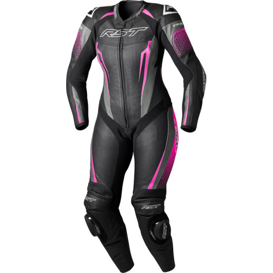 Combinaison moto cuir femme RST TracTech Evo D3O - Noir Rose