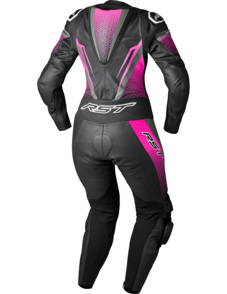 Combinaison moto cuir femme RST TracTech Evo D3O - Noir Rose