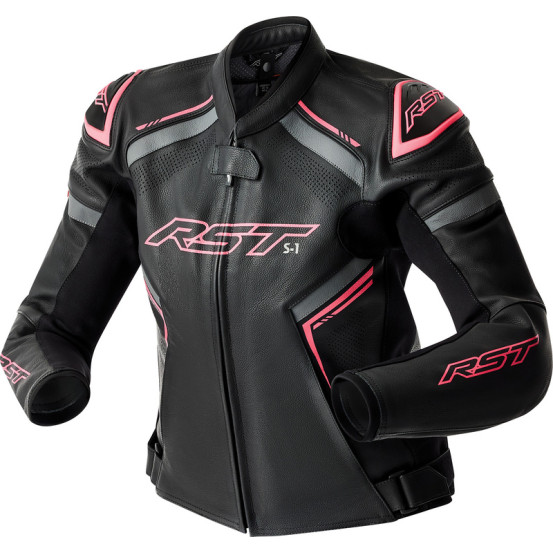 Blouson moto cuir femme RST S1 D3O - Noir Rose