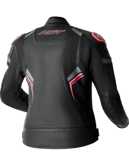Blouson moto cuir femme RST S1 D3O - Noir Rose