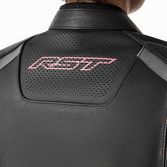 Blouson moto cuir femme RST S1 D3O - Noir Rose