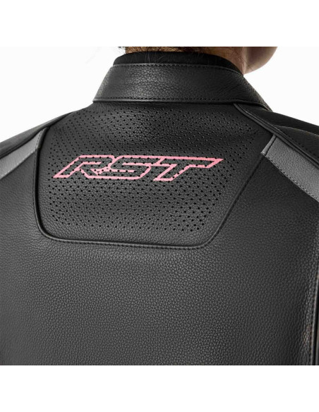 Blouson moto cuir femme RST S1 D3O - Noir Rose