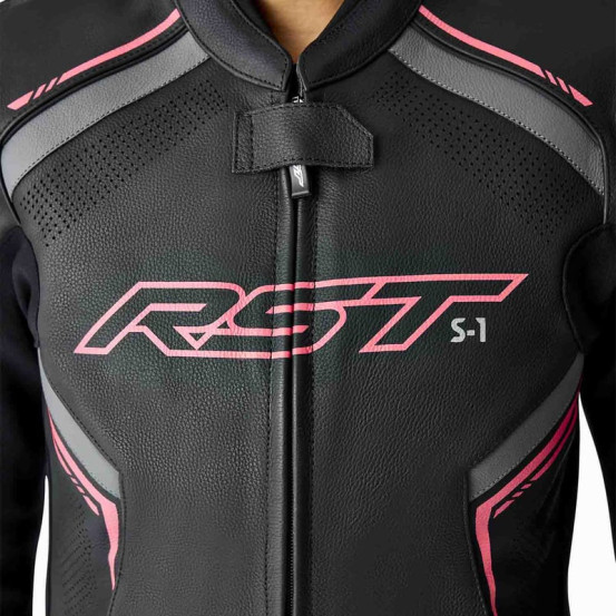 Blouson moto cuir femme RST S1 D3O - Noir Rose