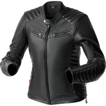 Blouson moto cuir vintage femme RST Roadster Air D3O - Noir